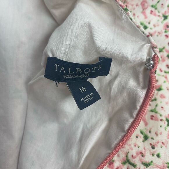TALBOTS Women’s Ivory Floral Pleated Print Shift Dress Size 16W SEE‎ DESCRIPTION - Picture 10 of 12
